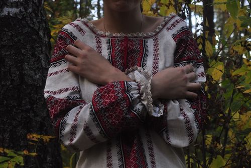 Традиционная славянская вышиванка «Ведана», лён 100%
