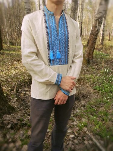 Традиционная славянская вышиванка «Светозар», лён 100%